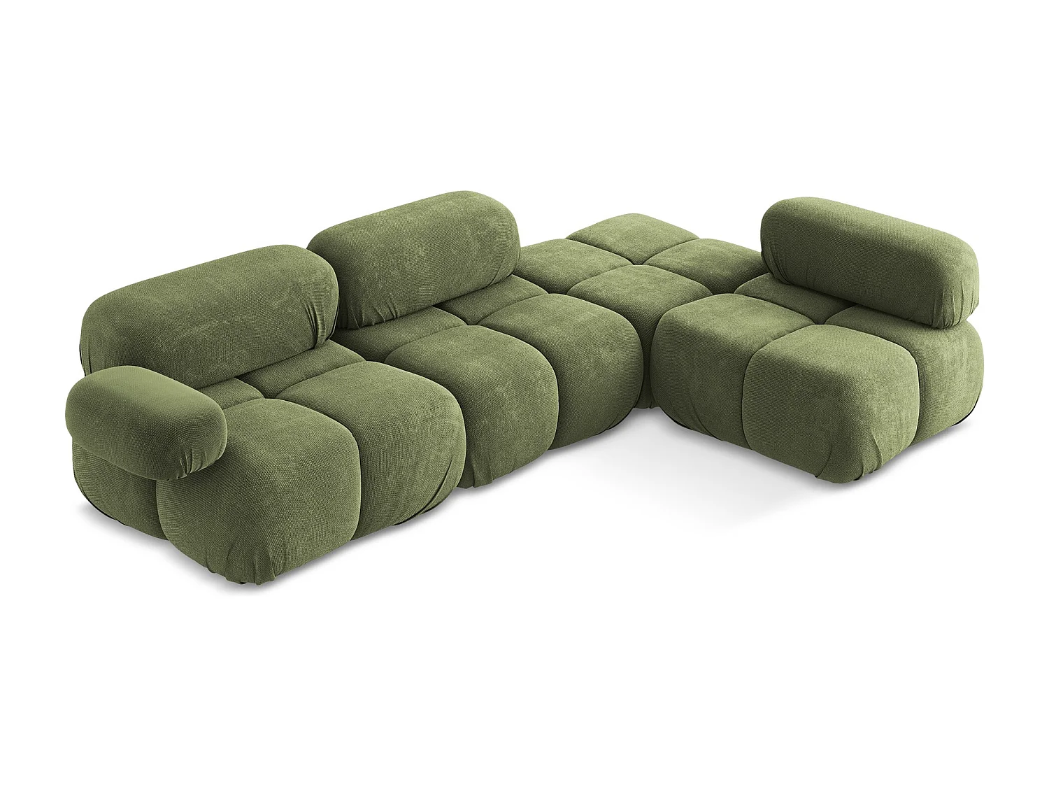 Canapé d'angle modulaire droit en Chenille - vert - LOKUA