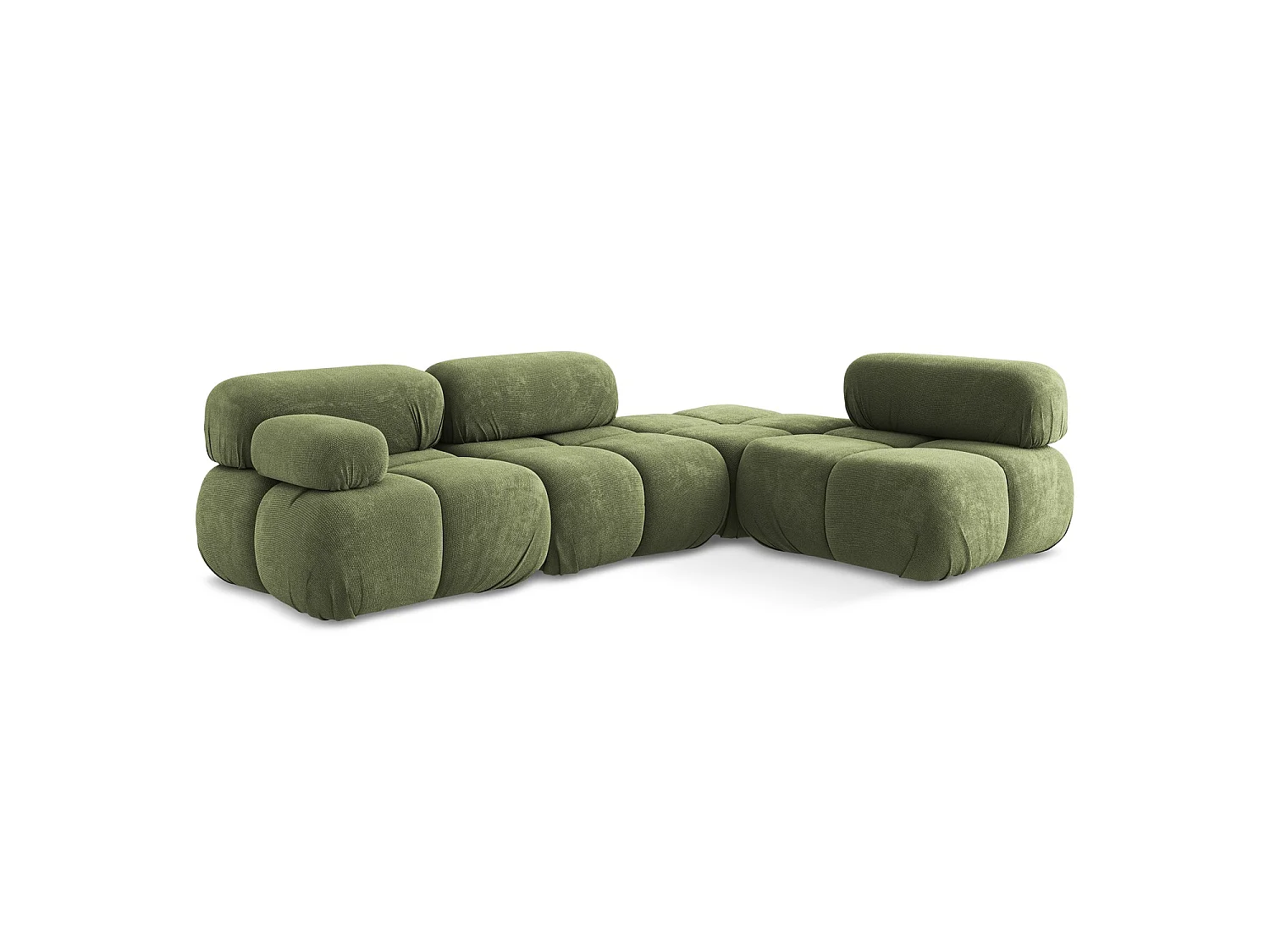 Canapé d'angle 3 places modulaire droit en tissu chenille - vert - SANREMO
