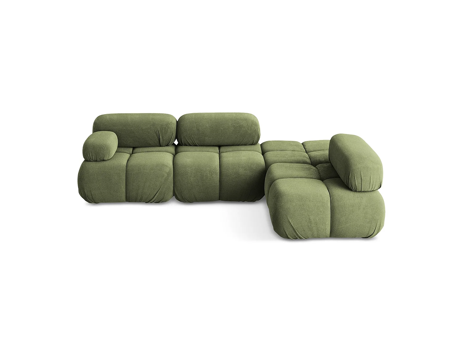 Canapé d'angle 3 places modulaire droit en tissu chenille - vert - SANREMO