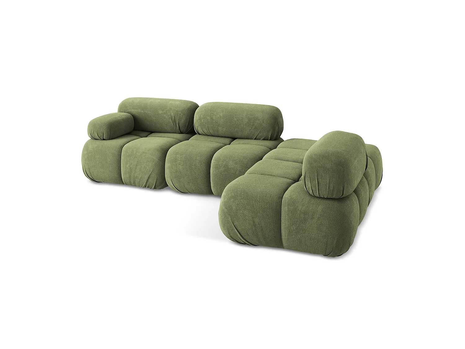 Canapé d'angle 3 places modulaire droit en tissu chenille - vert - SANREMO