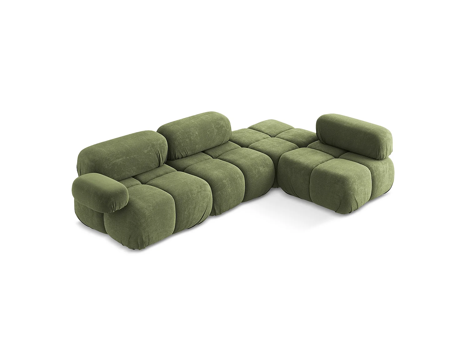 Canapé d'angle 3 places modulaire droit en tissu chenille - vert - SANREMO