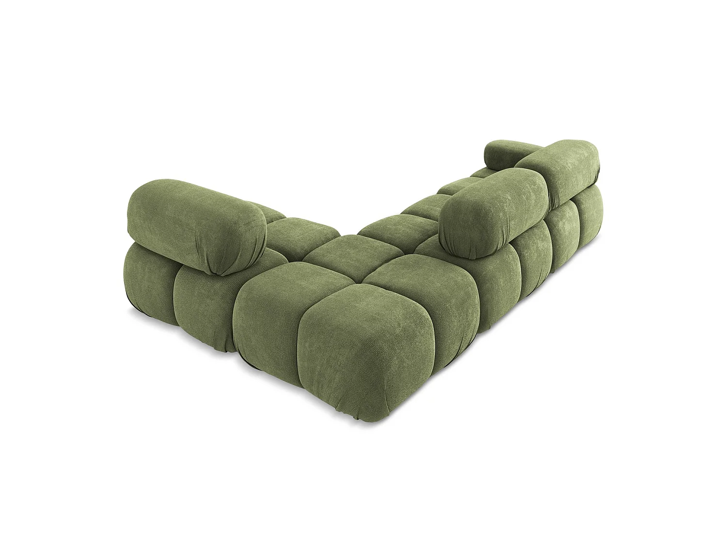 Canapé d'angle 3 places modulaire droit en tissu chenille - vert - SANREMO