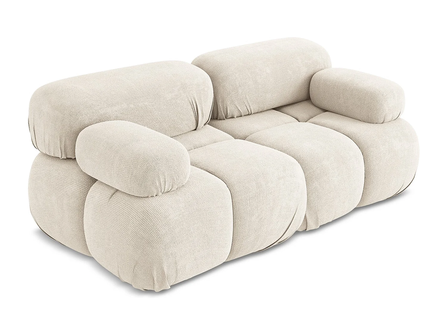 Tweezits modulaire bank van lichtbeige chenille stof - LOKUA