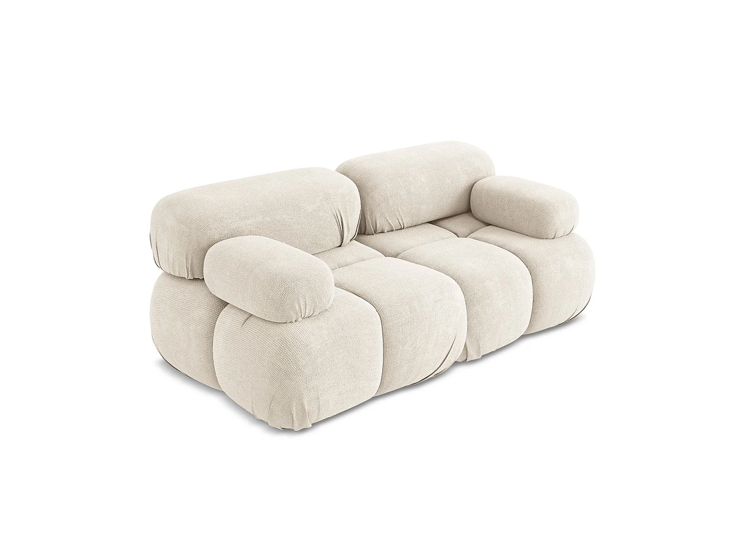 Modułowa sofa 2-osobowa - z tkaniny szenilowej - jasny beż - SANREMO