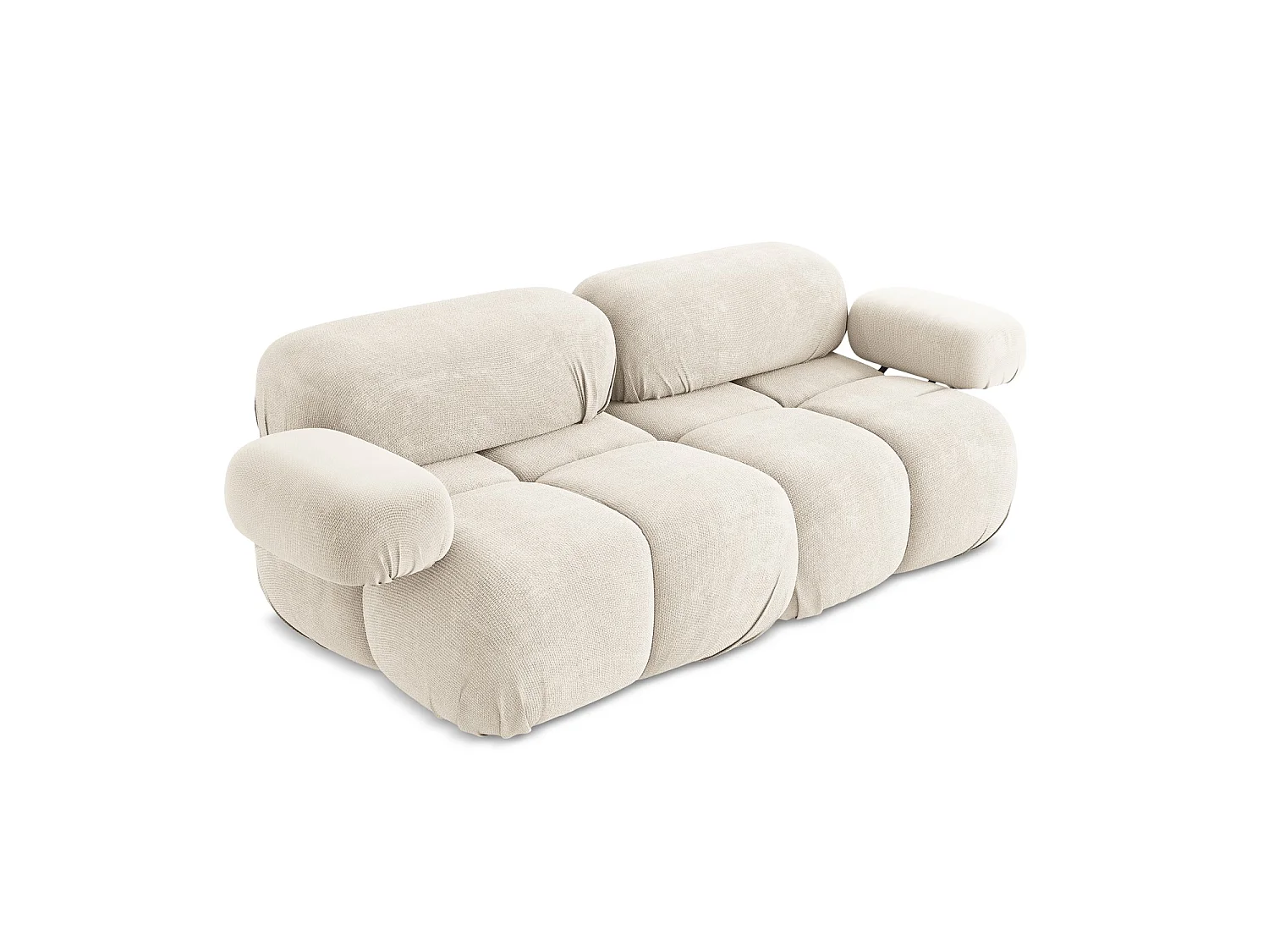 Modułowa sofa 2-osobowa - z tkaniny szenilowej - jasny beż - SANREMO