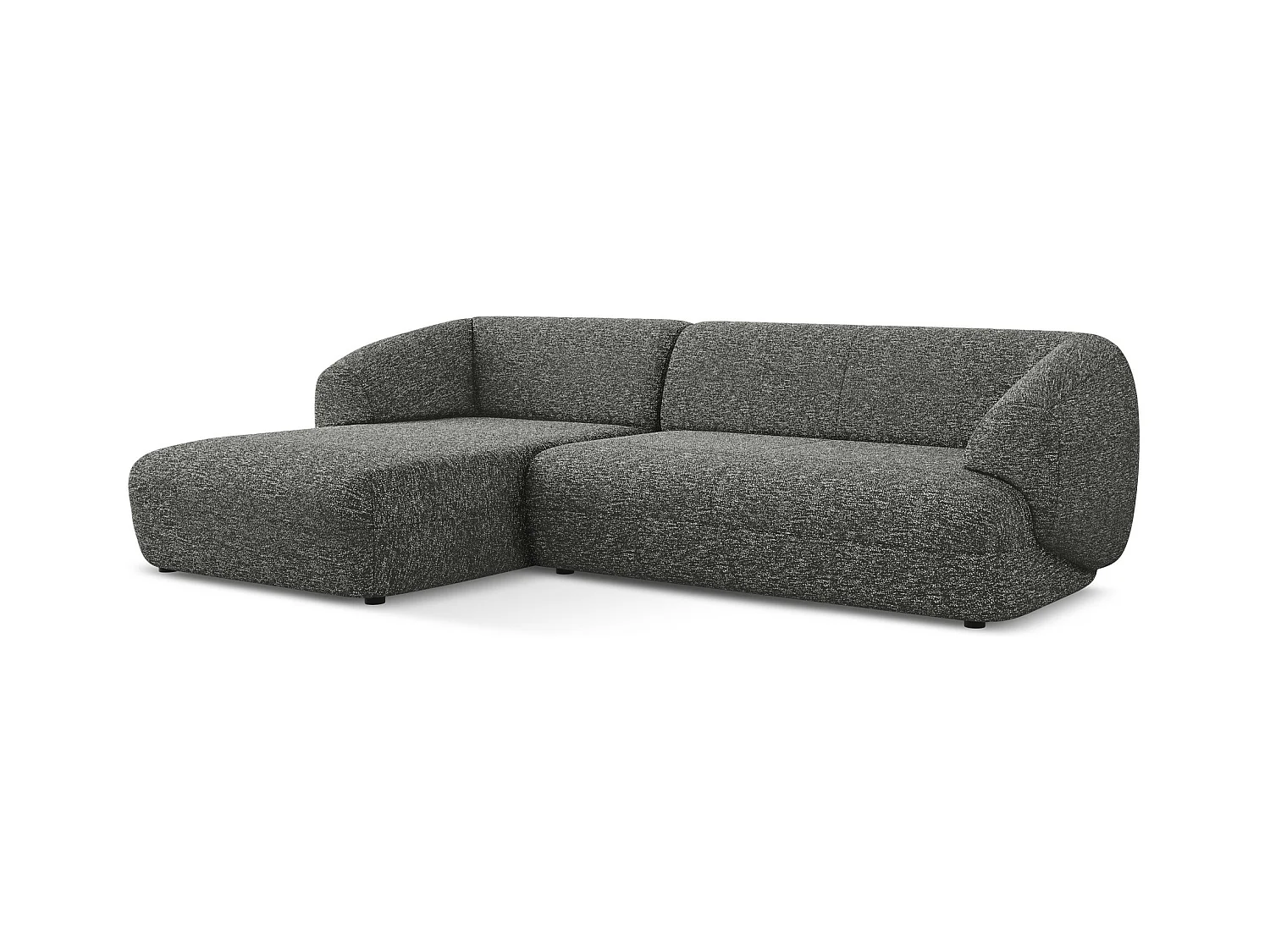 Canapé d'angle 3 places modulaire gauche en Strukturstoff - gris foncé - MOANA