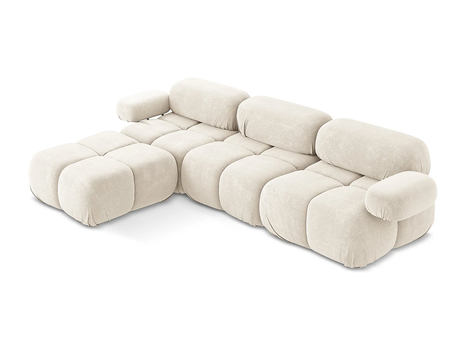 Omkeerbare modulaire hoekbank van lichtbeige chenille stof - LOKUA