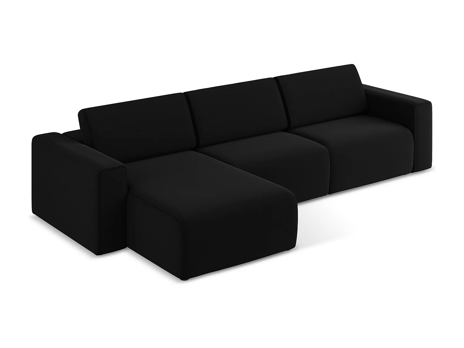 Modulares Ecks Sofa M links - Links - Samt - Schwarz - KALEA