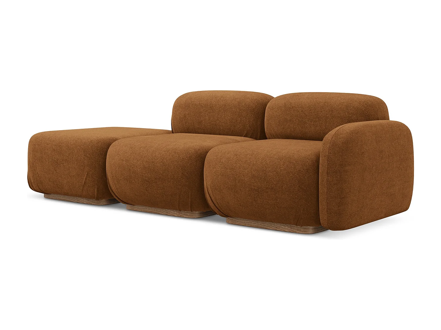 Canapé modulable 3 places gauche en Bouclé - terre cuite - AILANI
