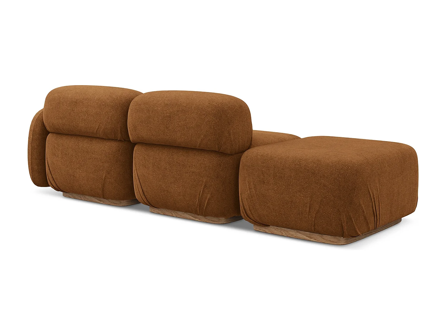 Canapé modulable 3 places gauche en Bouclé - terre cuite - AILANI