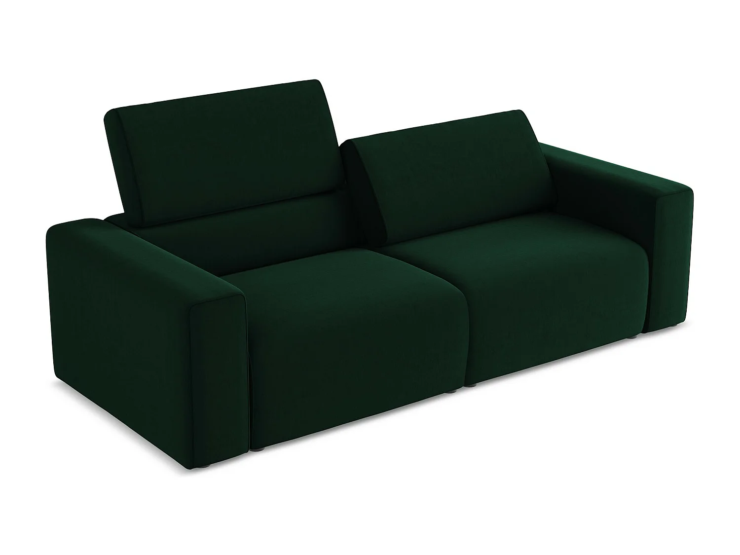 Modulares 3-Sitzer Sofa - - Samt - Flaschengrün - KALEA