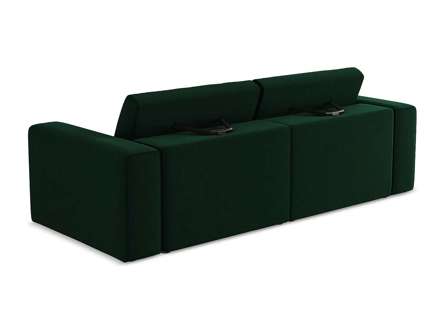 Modulares 3-Sitzer Sofa - - Samt - Flaschengrün - KALEA