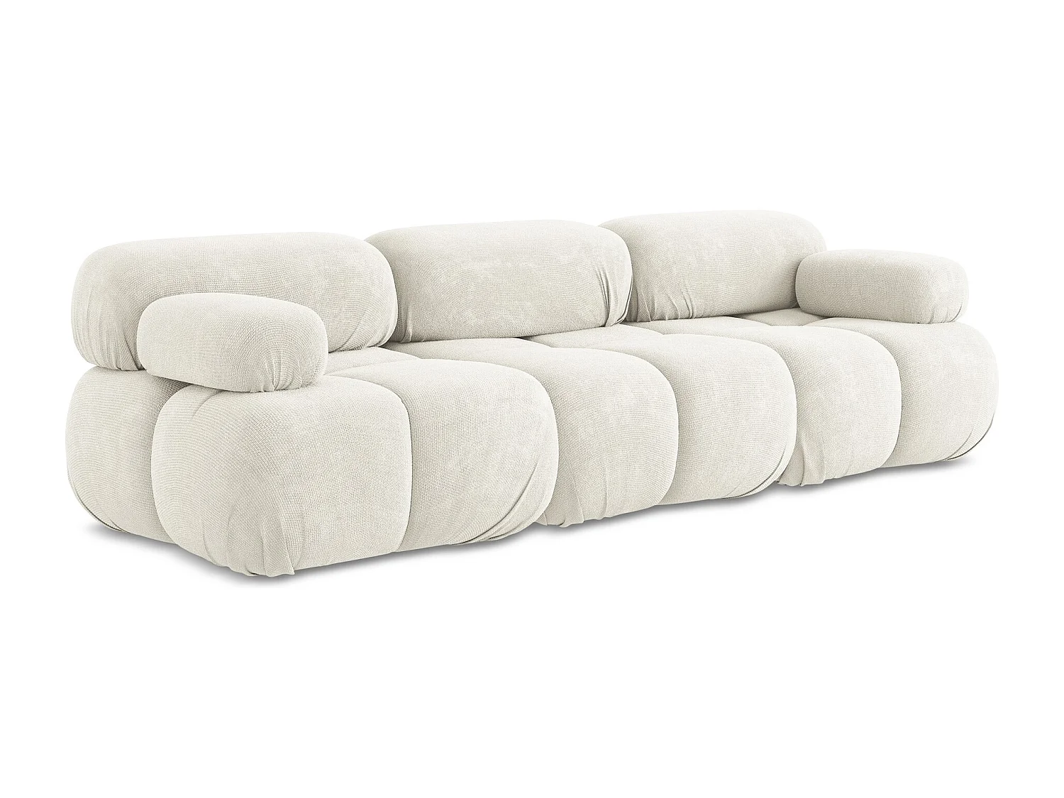 Driezits modulaire bank van wit chenille stof - LOKUA