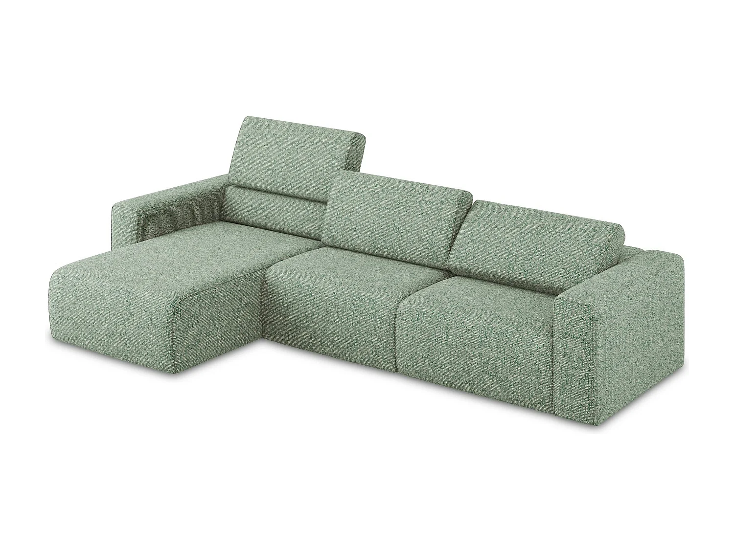 Canapé modulable d’angle M gauche en Strukturstoff - vert clair - KALEA