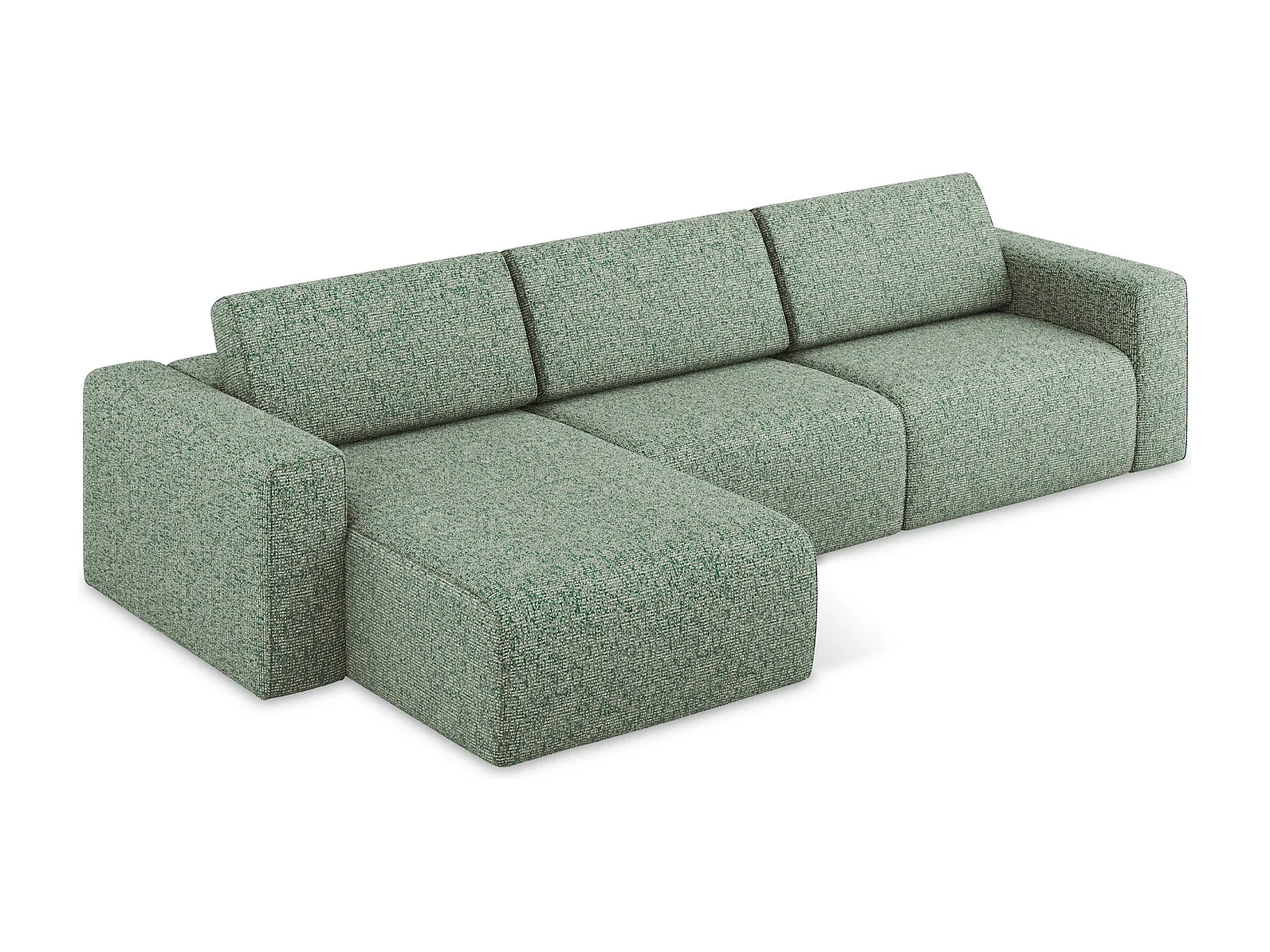 Canapé modulable d’angle M gauche en Strukturstoff - vert clair - KALEA