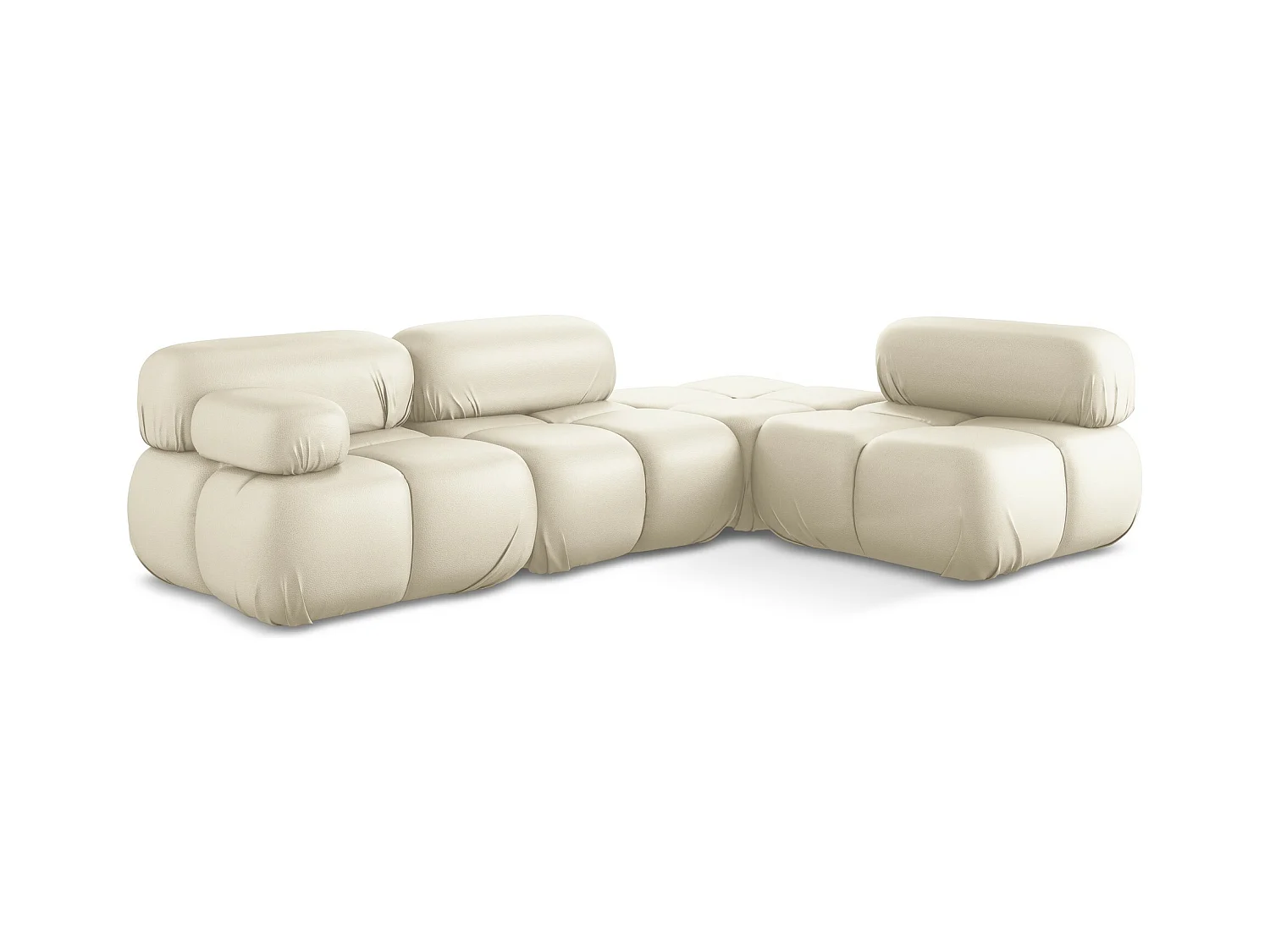 Canapé d'angle modulaire droit en Cuir artificiel - beige clair - LOKUA