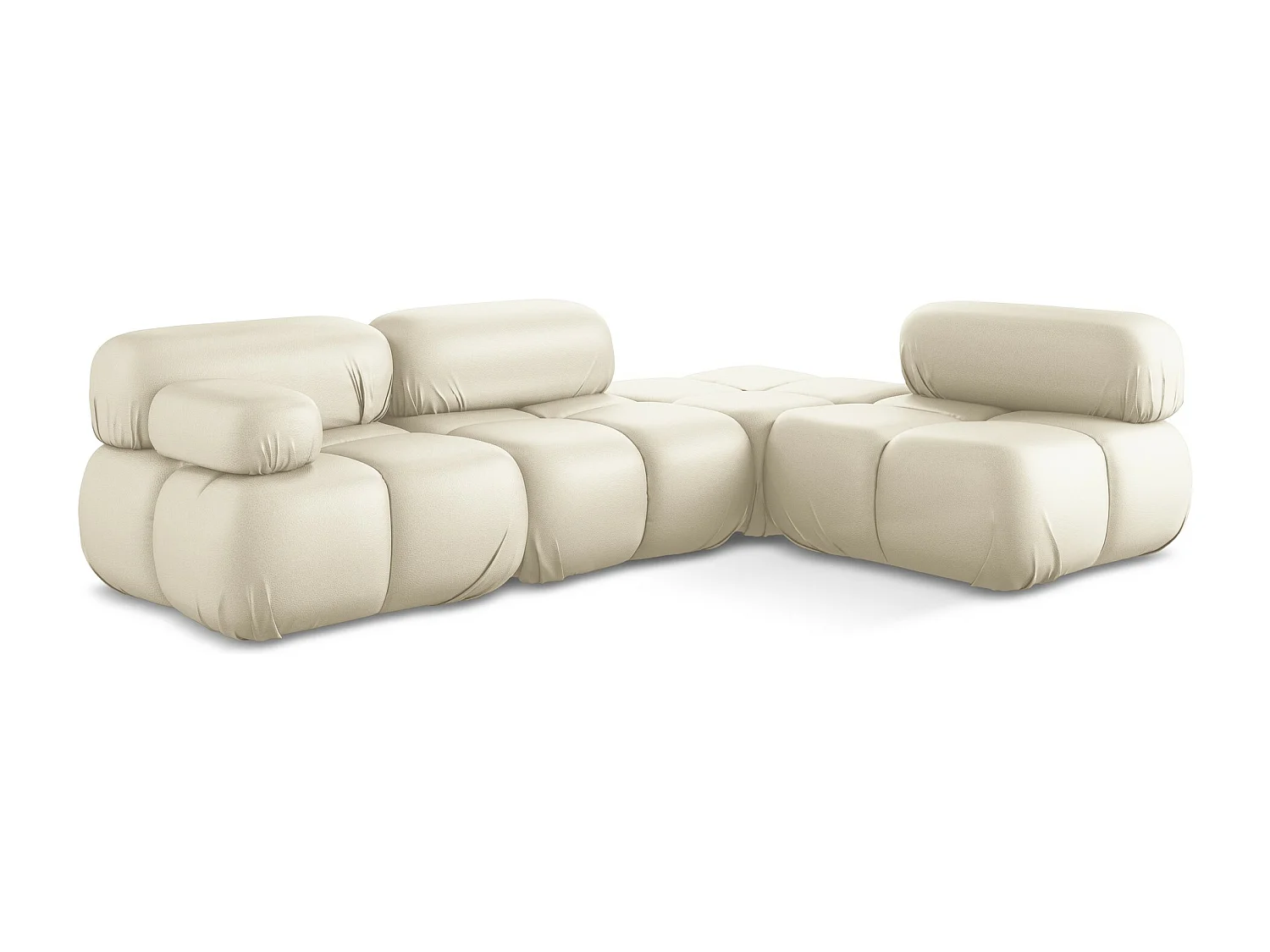 Canapé d'angle modulaire droit en Cuir artificiel - beige clair - LOKUA