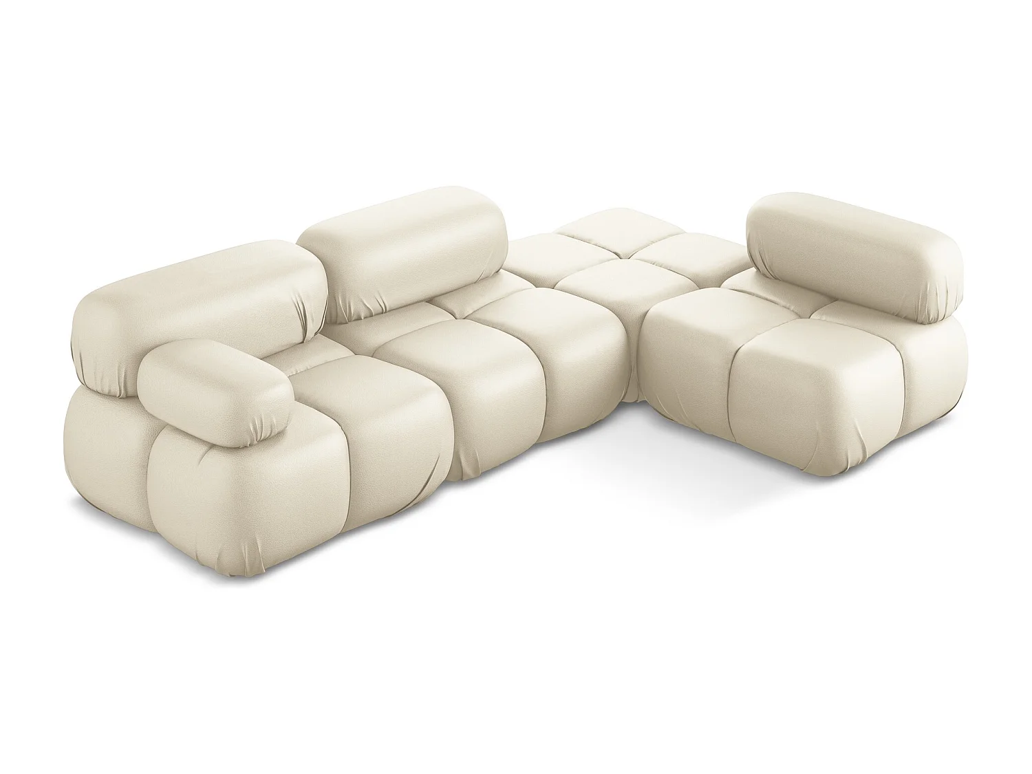 Canapé d'angle modulaire droit en Cuir artificiel - beige clair - LOKUA