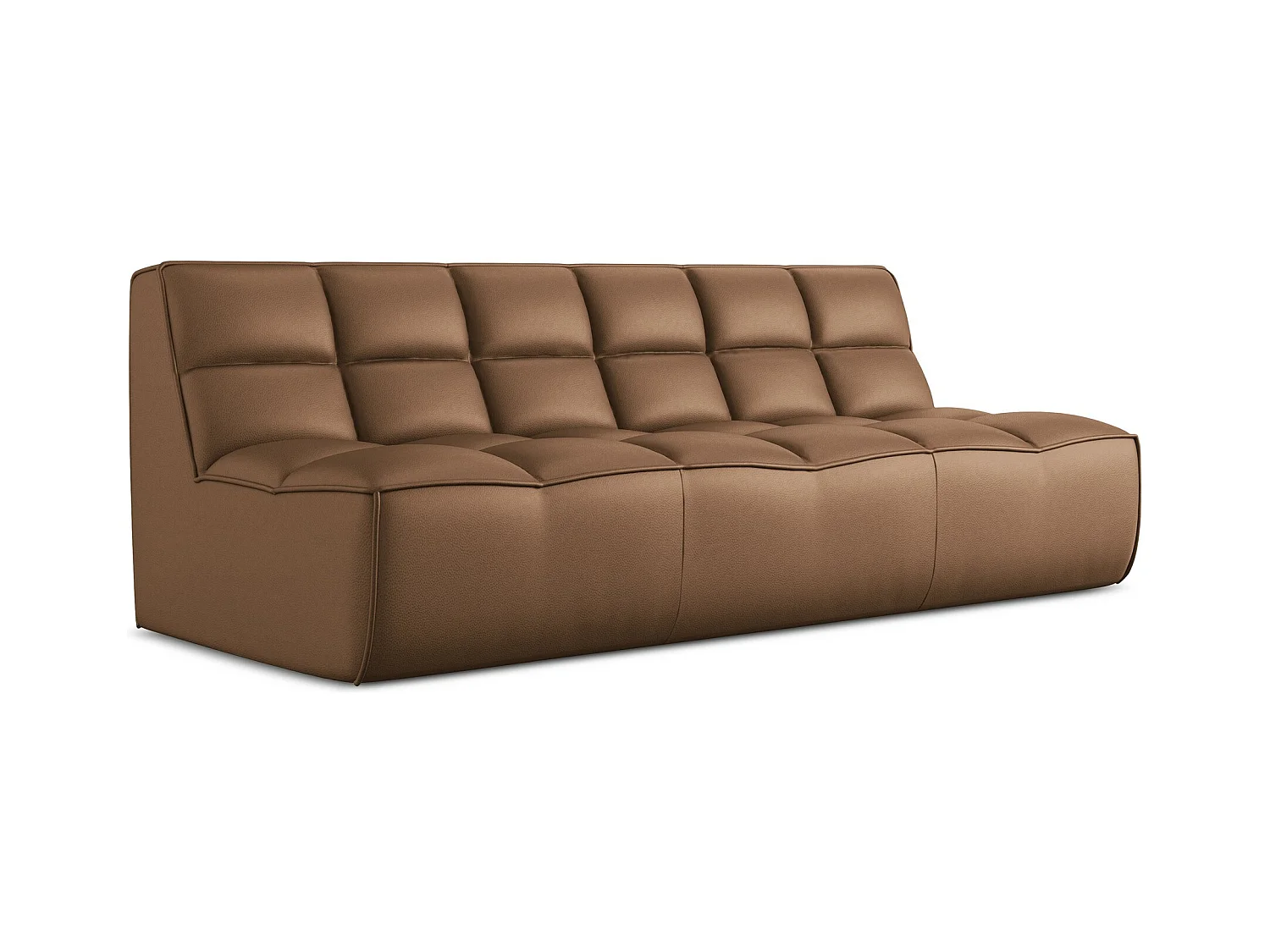 Modulares 3-Sitzer Sofa - - Kunstleder - Schokolade - KALAI