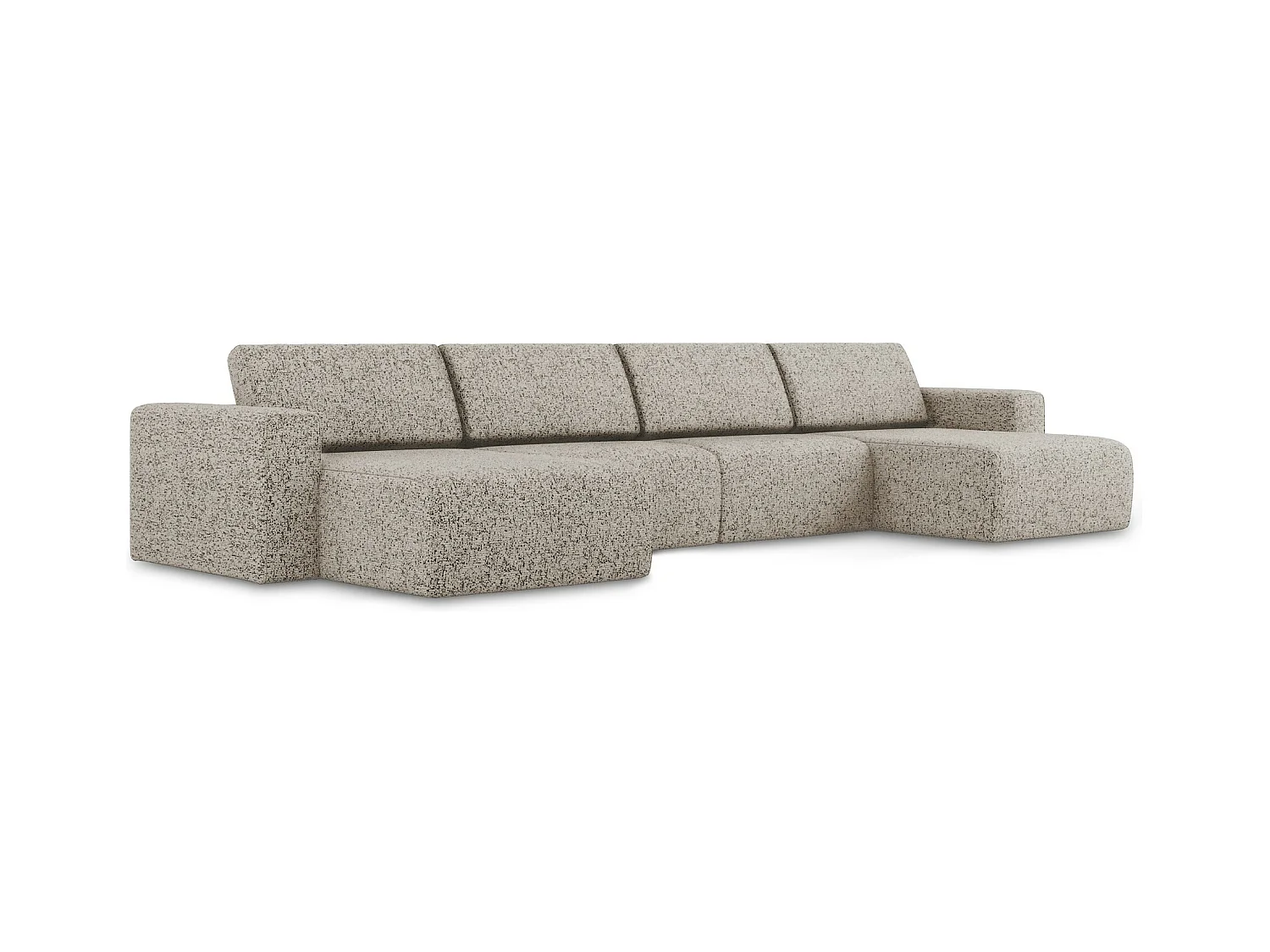 Modulares Wohnlandschaft - / - Strukturstoff - Dunkelbeige - KALEA