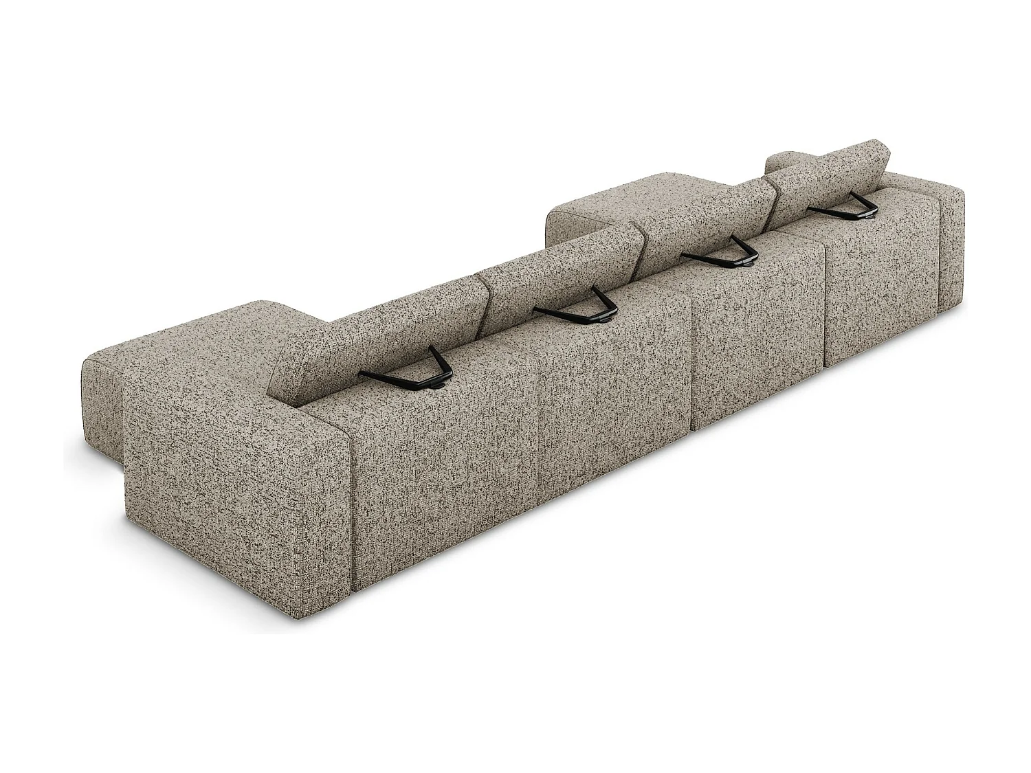 Sofá modular panorámico 5 plazas de tela texturizada beige oscuro - KALEA