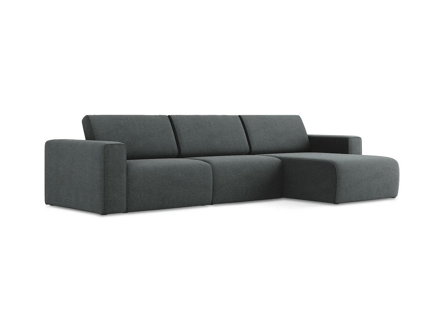 Modulaire hoekbank M rechts van grijs textuurstof - KALEA