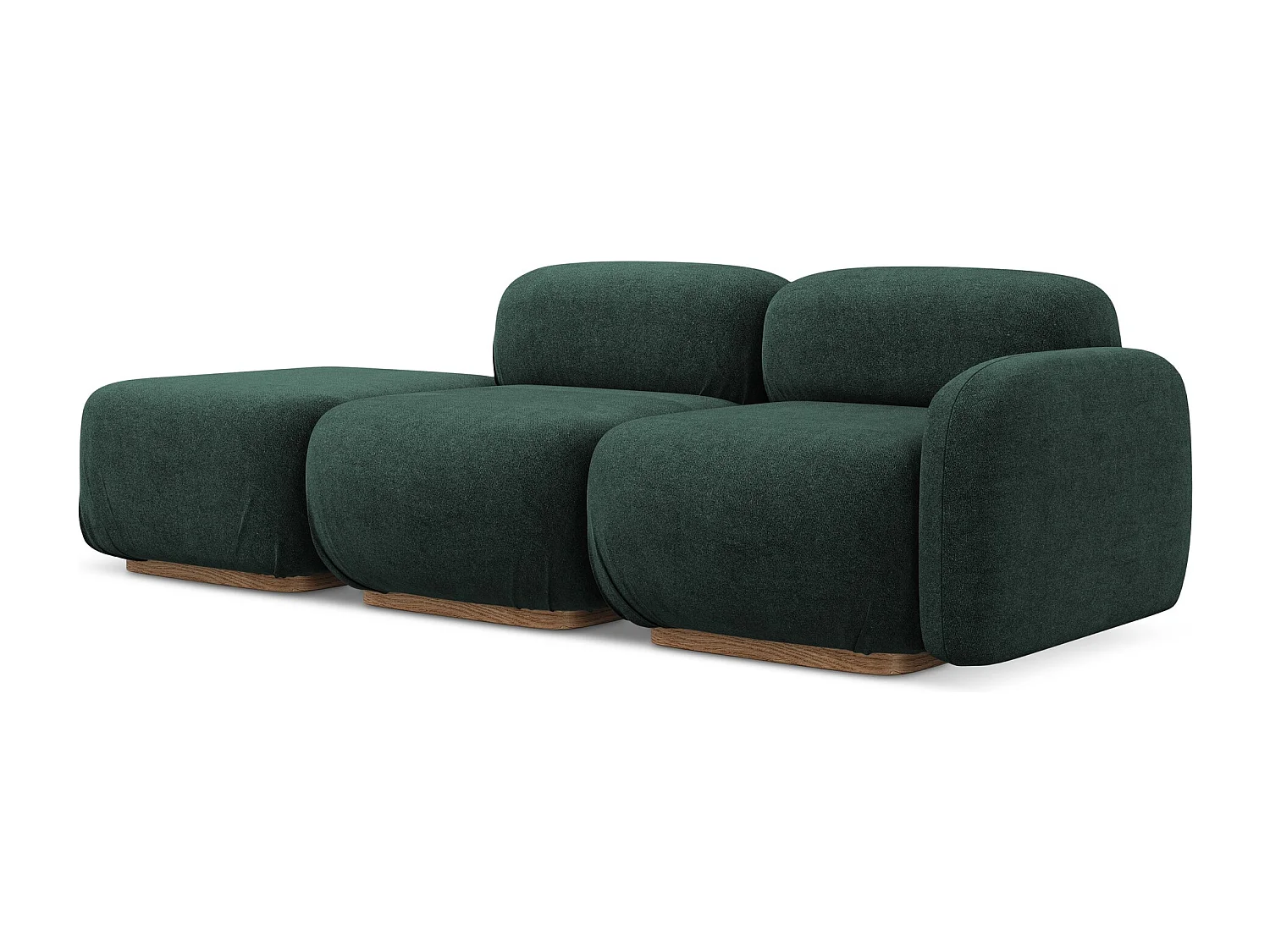 3-Sitzer Modulares Sofa Links - / - Bouclé - Flaschengrün - AILANI