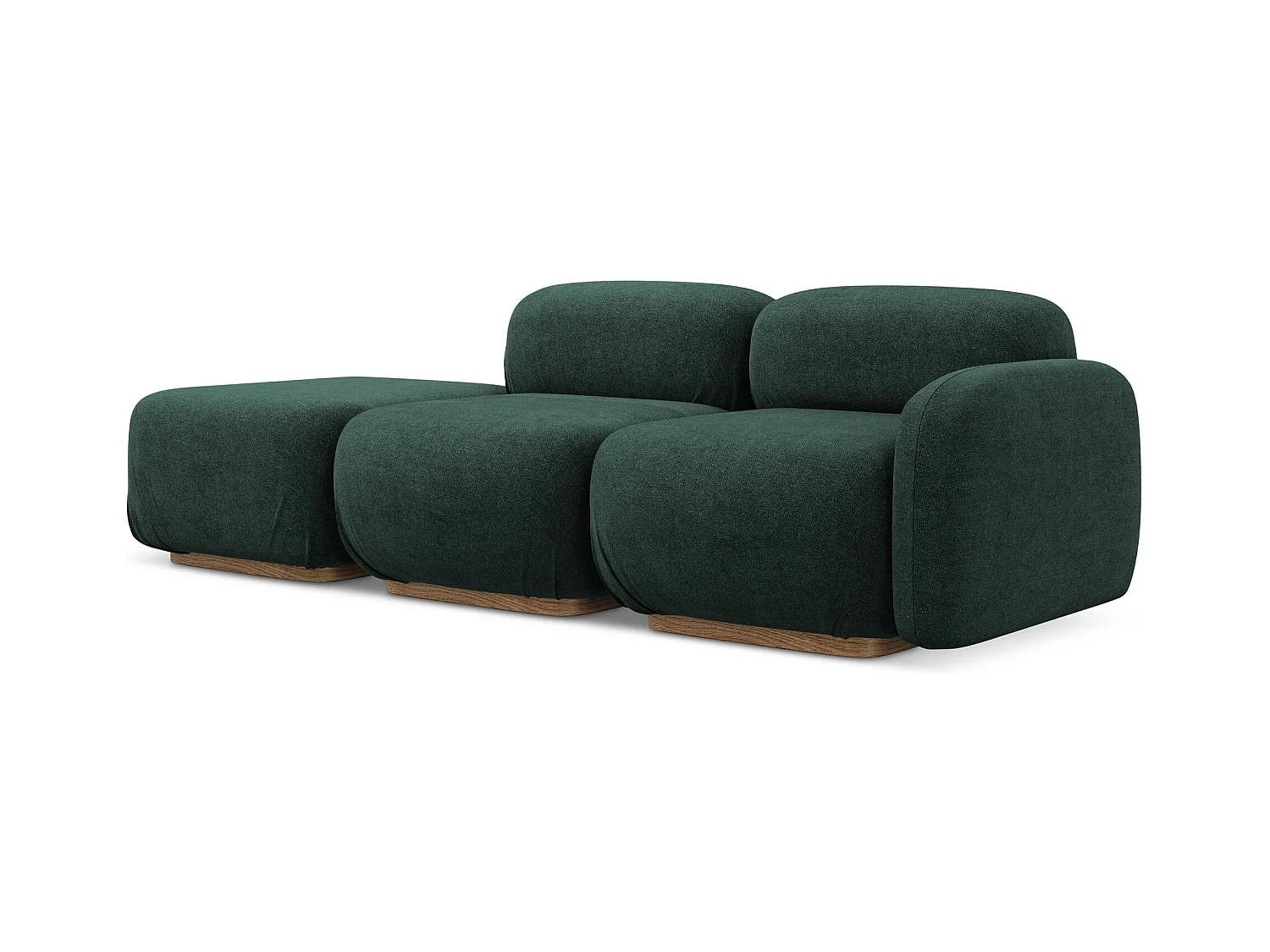 Canapé modulable 3 places gauche en Bouclé - bouteille verte - AILANI