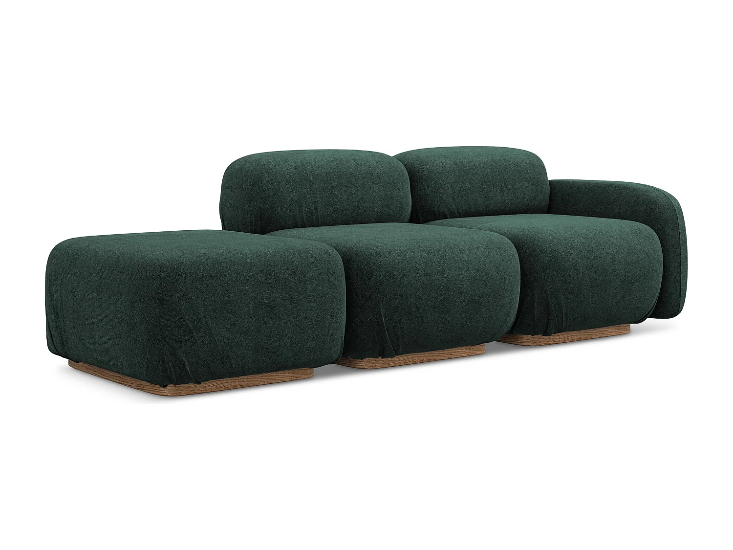 Canapé modulable 3 places gauche en Bouclé - bouteille verte - AILANI