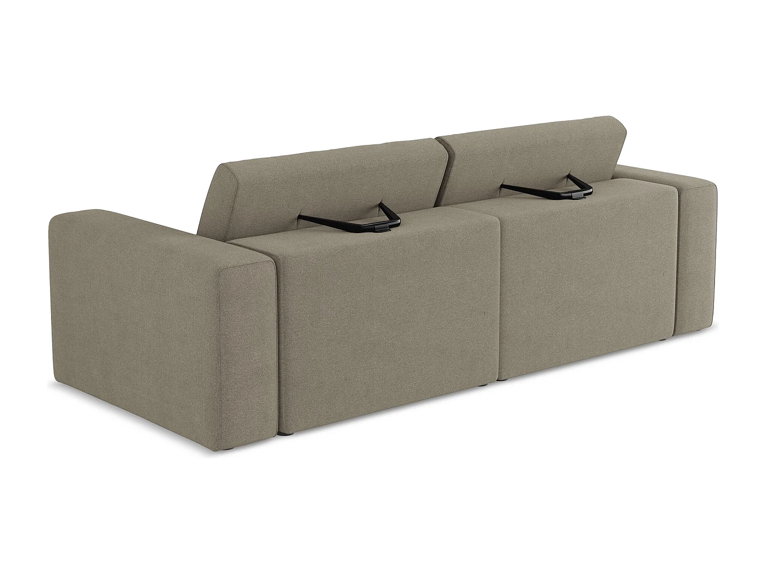 Driezits modulaire bank van donkerbeige textuurstof - KALEA