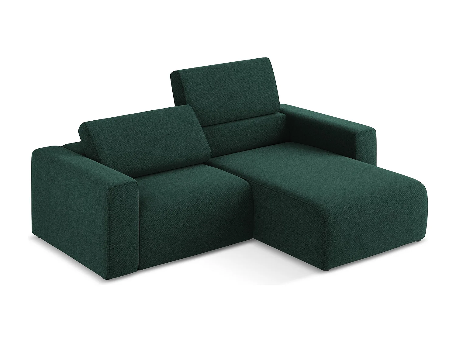 Modulaire hoekbank rechts van flessengroen textuurstof - KALEA