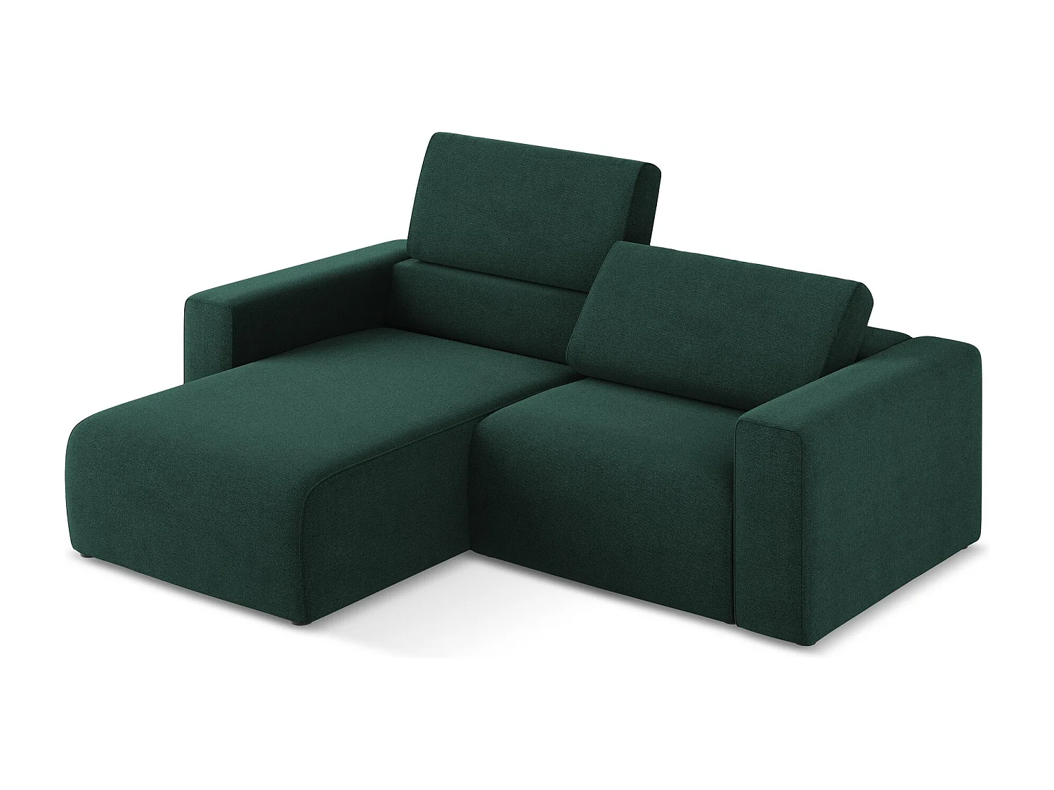 Canapé modulable d’angle S gauche en Strukturstoff - bouteille verte - KALEA