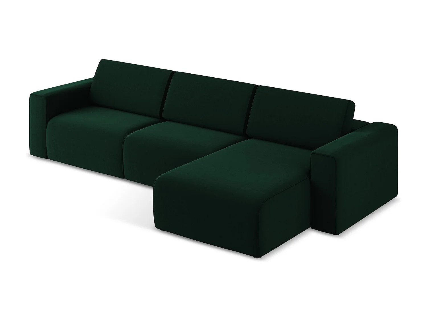 Modulares Ecks Sofa M rechts - Rechts - Samt - Flaschengrün - KALEA