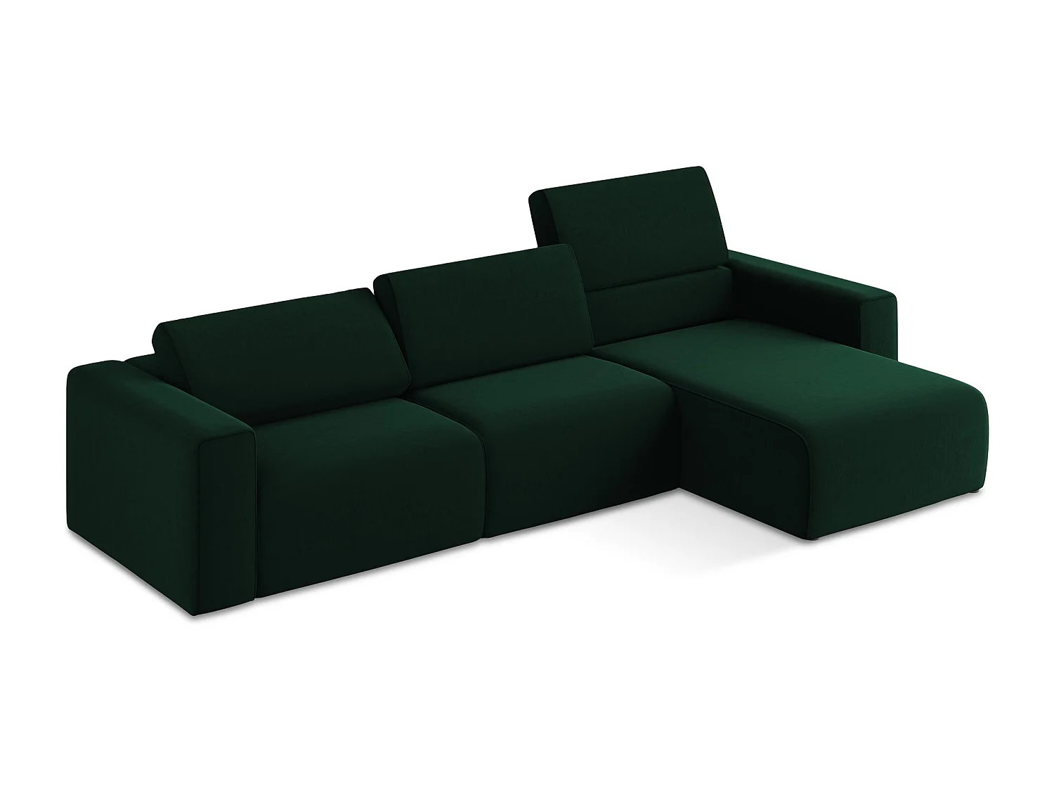 Modulares Ecks Sofa M rechts - Rechts - Samt - Flaschengrün - KALEA