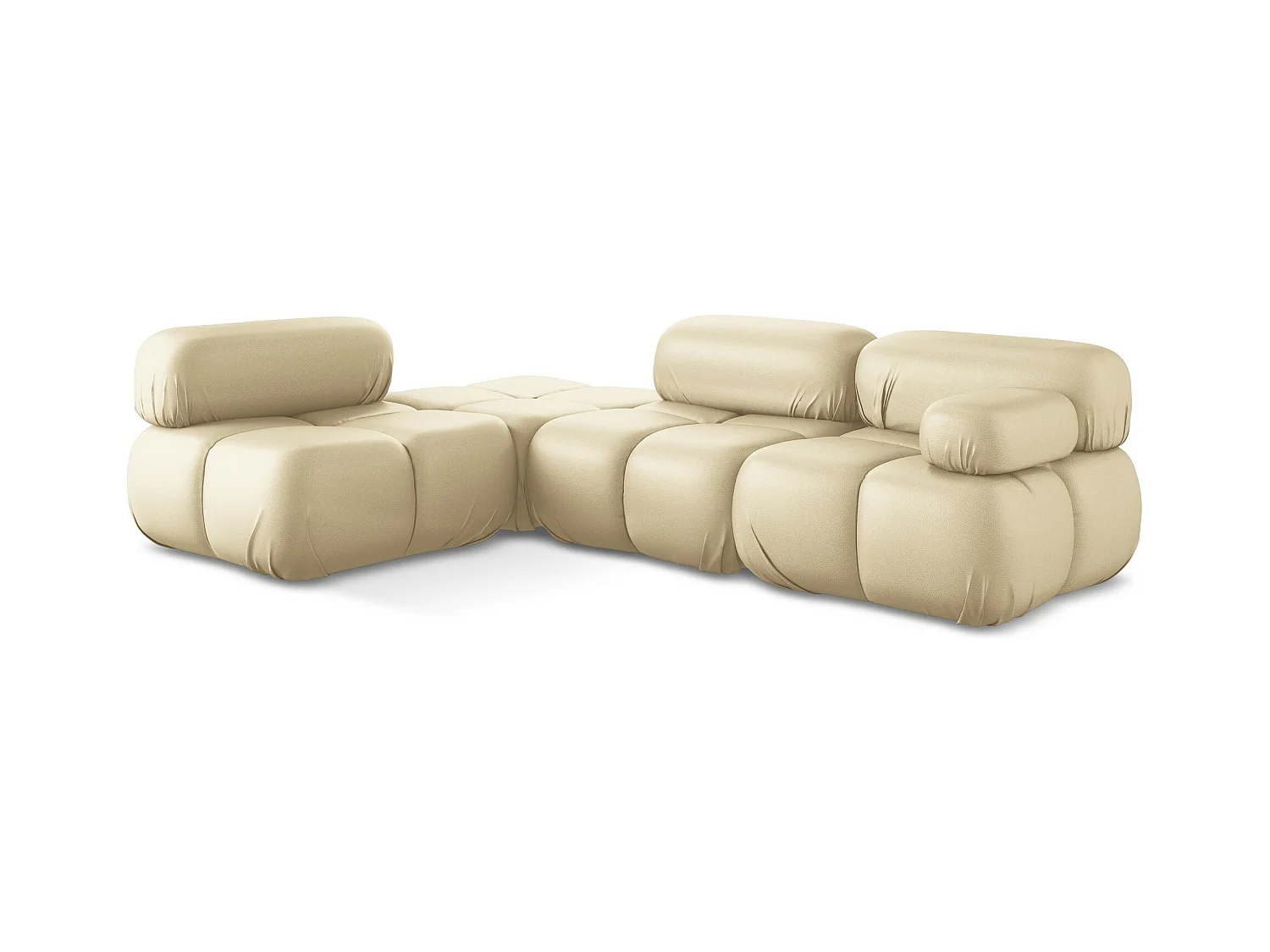 Canapé d'angle modulaire gauche en Cuir artificiel - beige - LOKUA