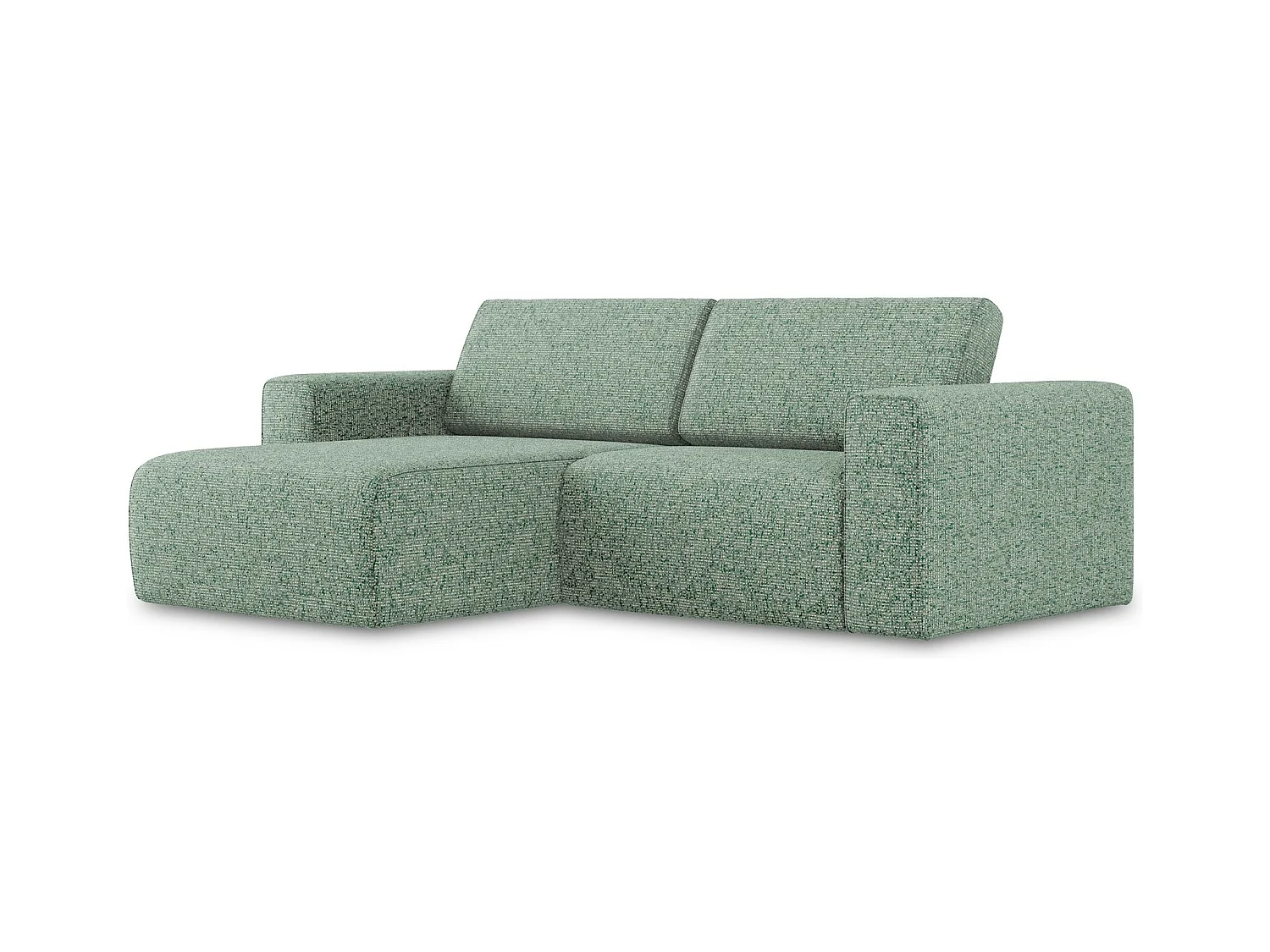 Canapé modulable d’angle S gauche en Strukturstoff - vert clair - KALEA