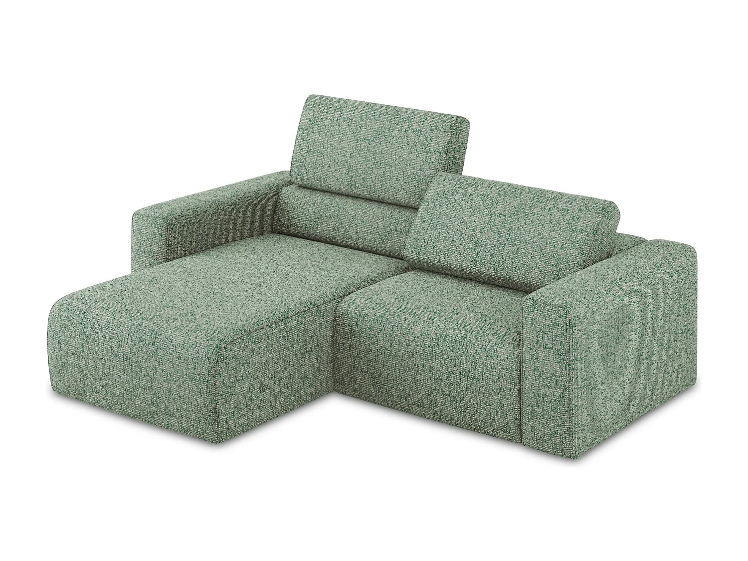 Canapé modulable d’angle S gauche en Strukturstoff - vert clair - KALEA