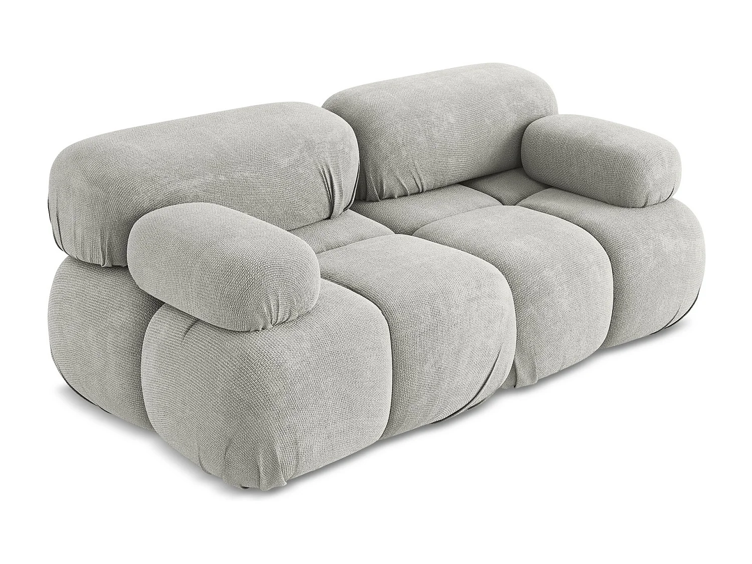 Tweezits modulaire bank van lichtgrijs chenille stof - LOKUA