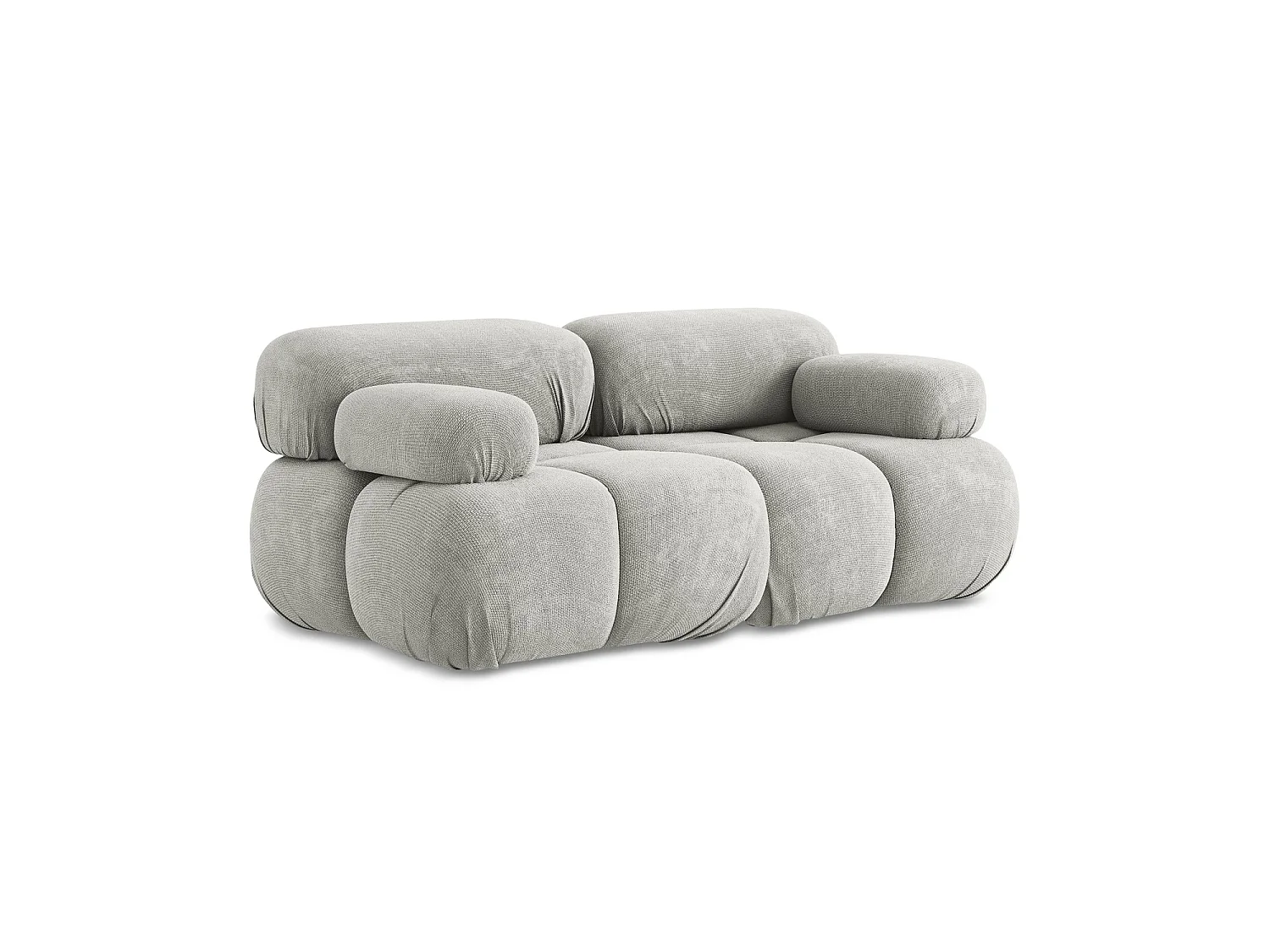 Tweezits modulaire bank van lichtgrijs chenille stof - SANREMO