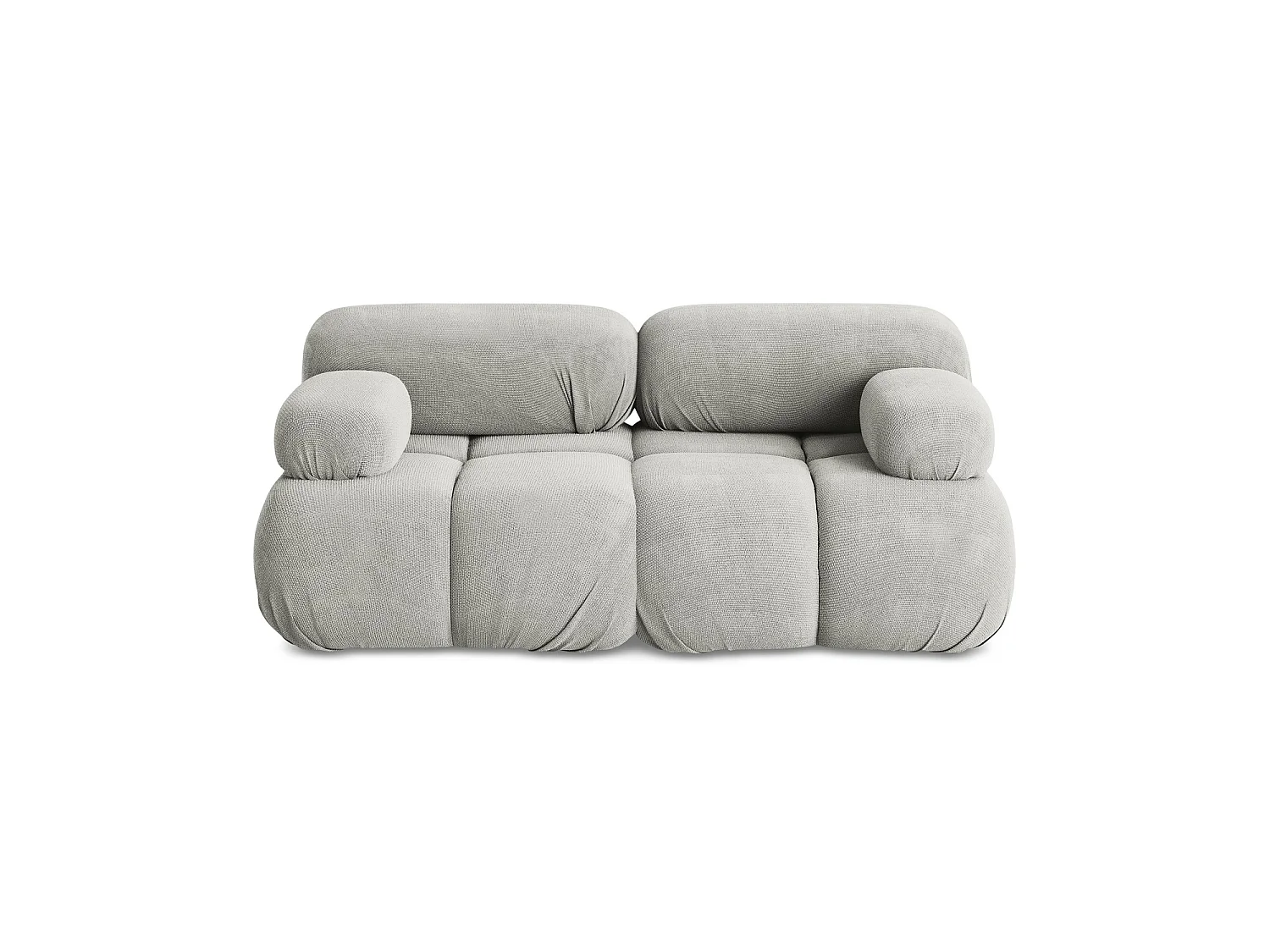 Tweezits modulaire bank van lichtgrijs chenille stof - SANREMO