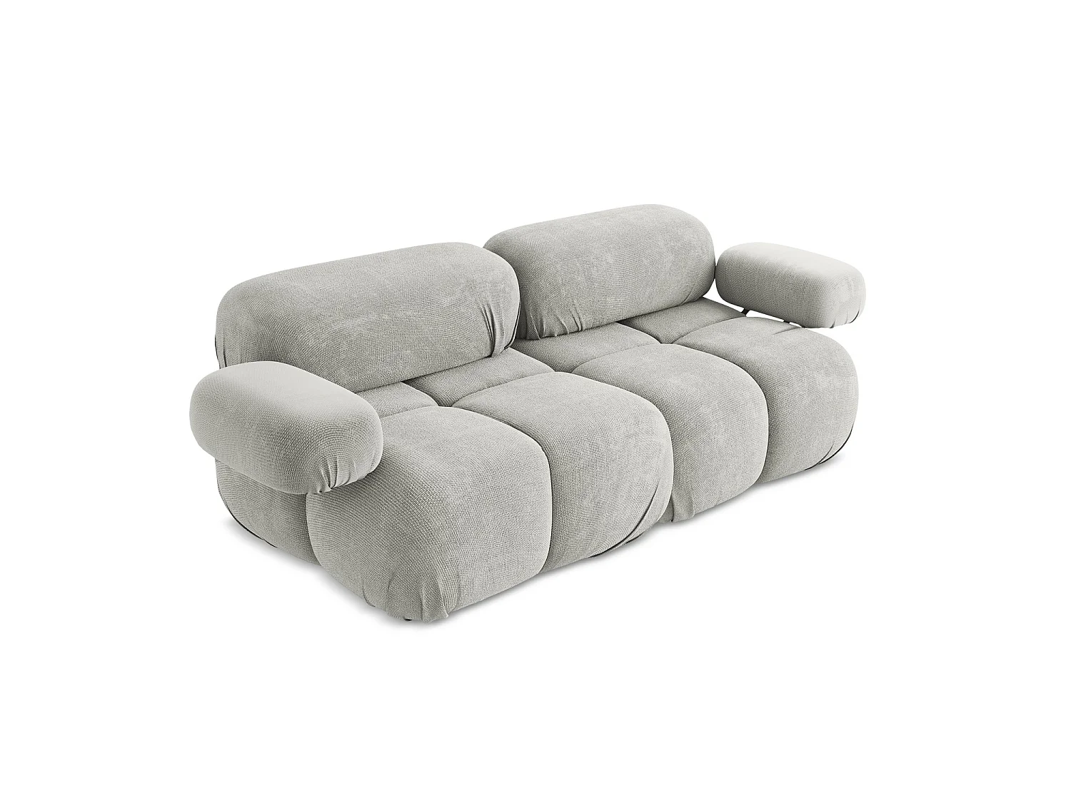 Tweezits modulaire bank van lichtgrijs chenille stof - SANREMO