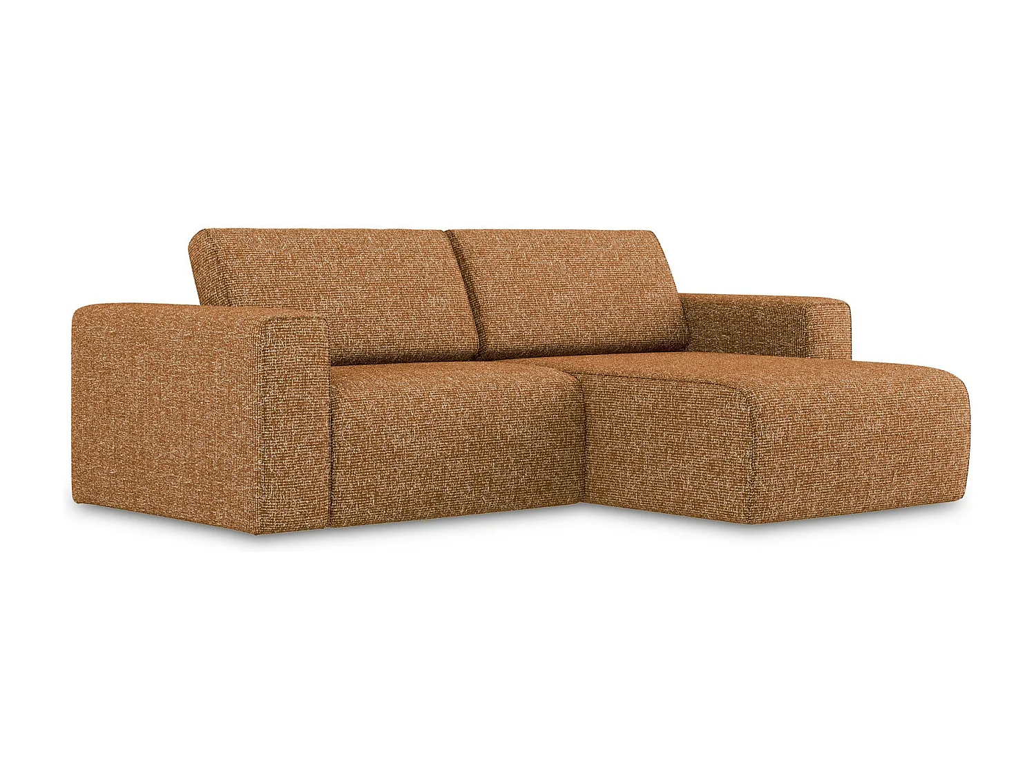 Modulaire hoekbank rechts van terracotta textuurstof - KALEA