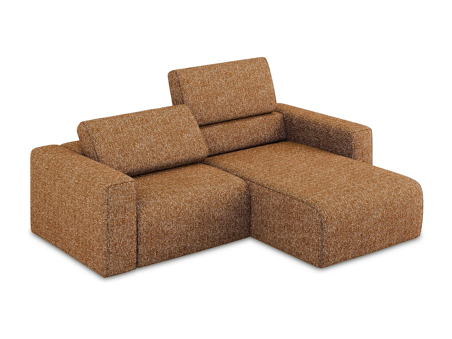 Modulaire hoekbank rechts van terracotta textuurstof - KALEA