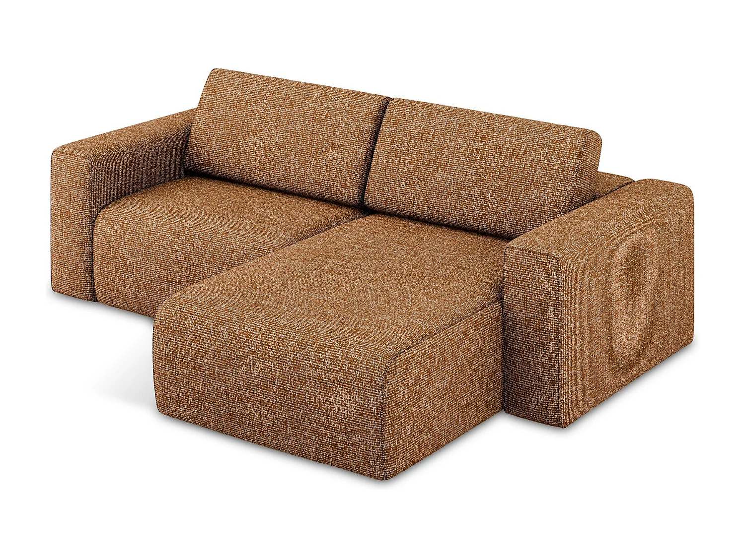 Modulaire hoekbank rechts van terracotta textuurstof - KALEA