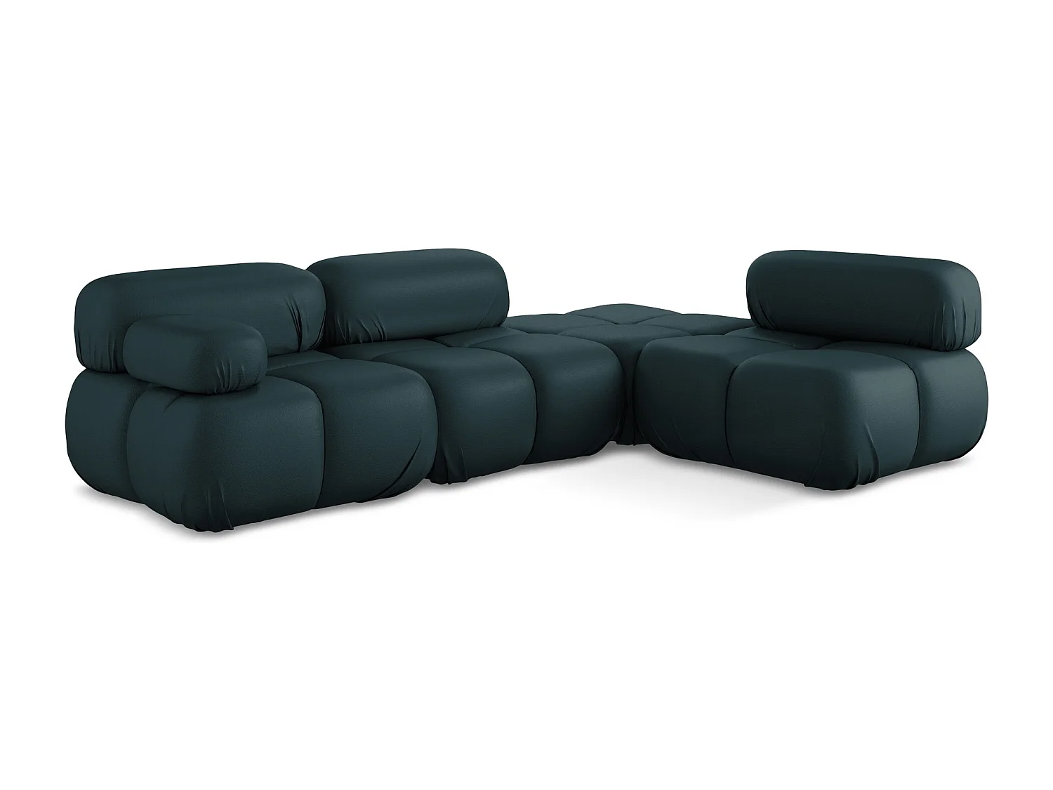 Sofá de canto modular direito 3 lugares em couro sintético marinho - LOKUA