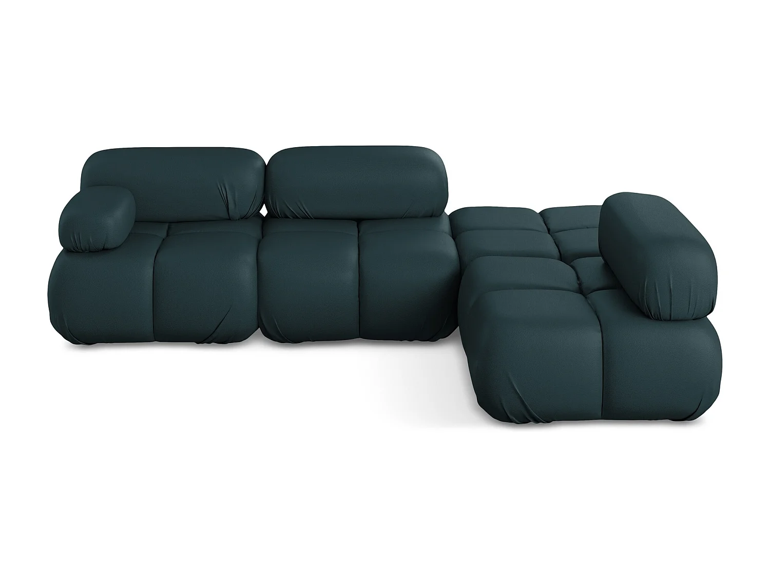 Sofá de canto modular direito 3 lugares em couro sintético marinho - LOKUA