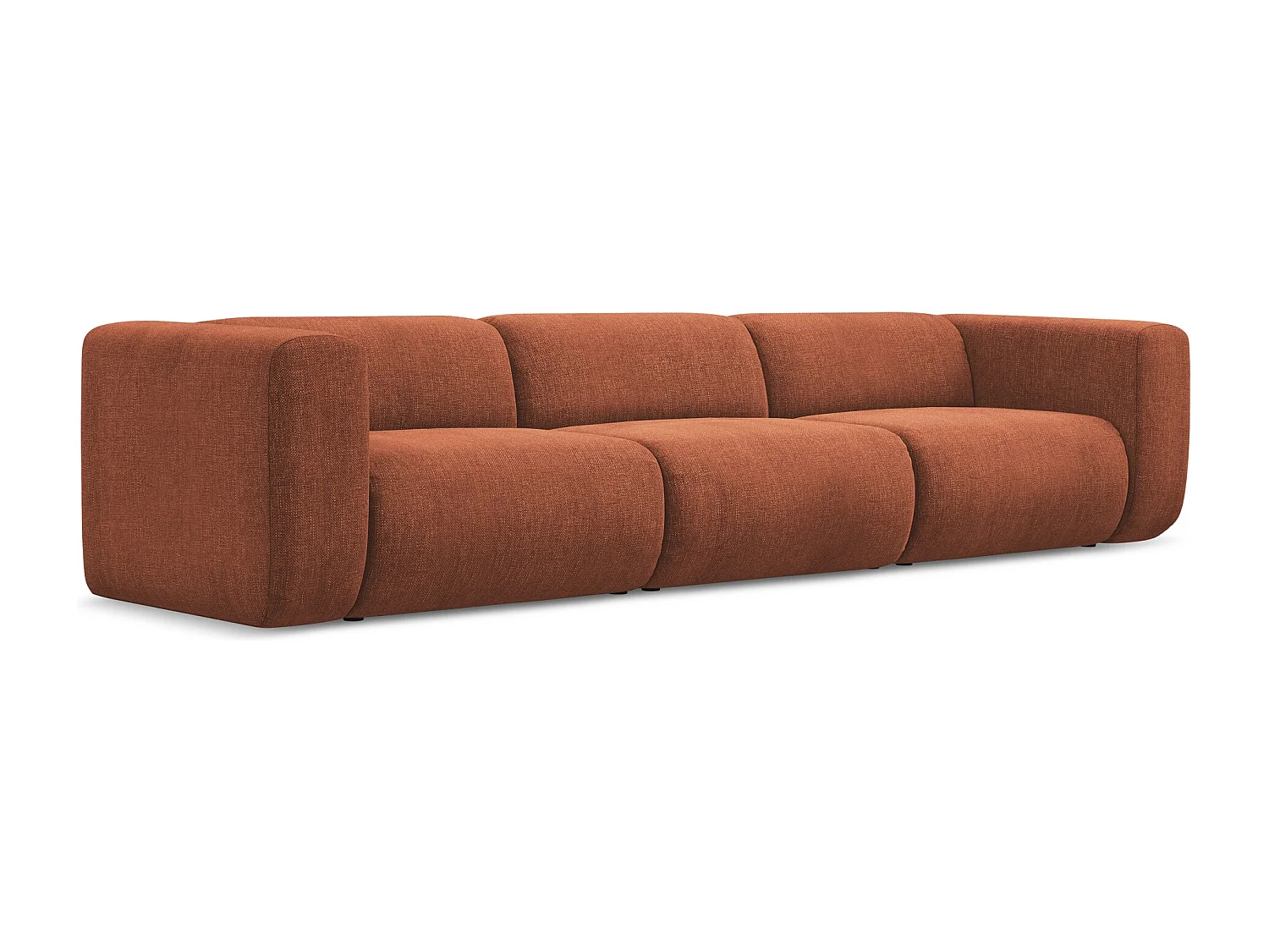 Vierzits modulaire bank van terracotta chenille stof - EKAHI
