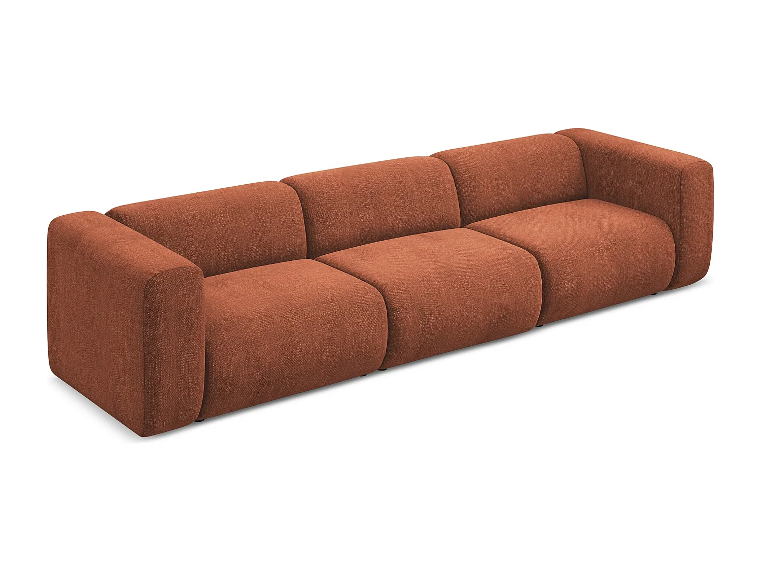 Vierzits modulaire bank van terracotta chenille stof - EKAHI