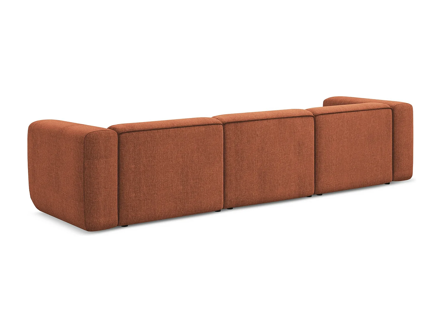 Vierzits modulaire bank van terracotta chenille stof - EKAHI