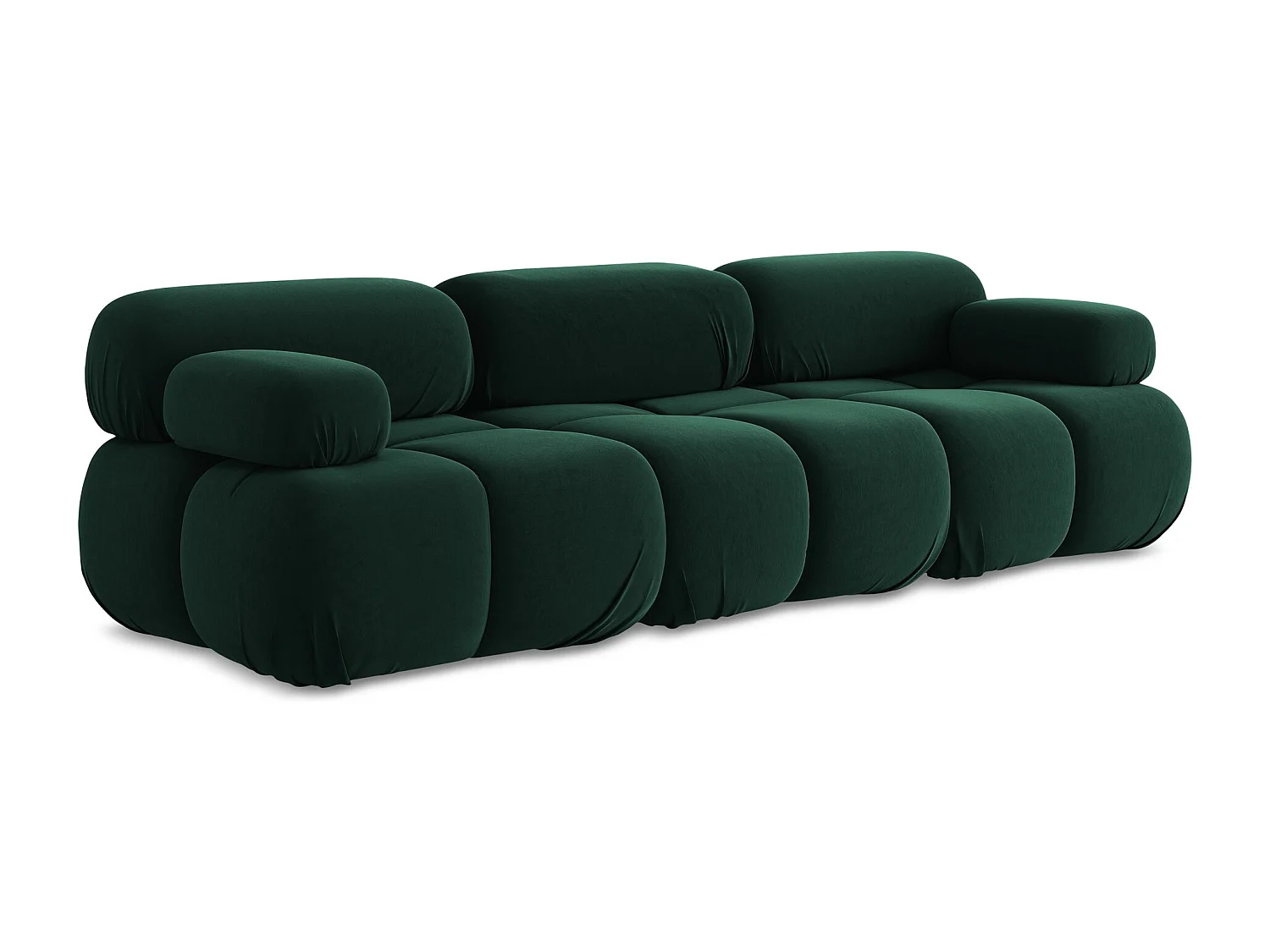 Modulares 3-Sitzer Sofa - - Samt - Flaschengrün - LOKUA